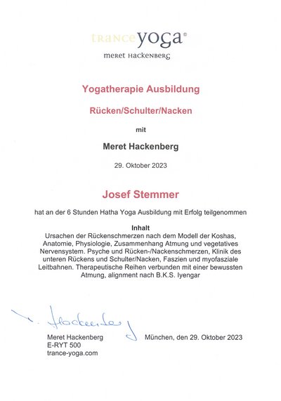 Yogatherapie Ausbildung – Rücken/Schulter/Nacken